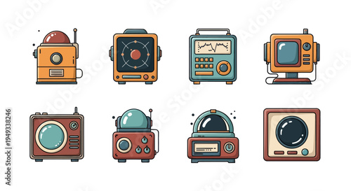 Retro technology devices illustration