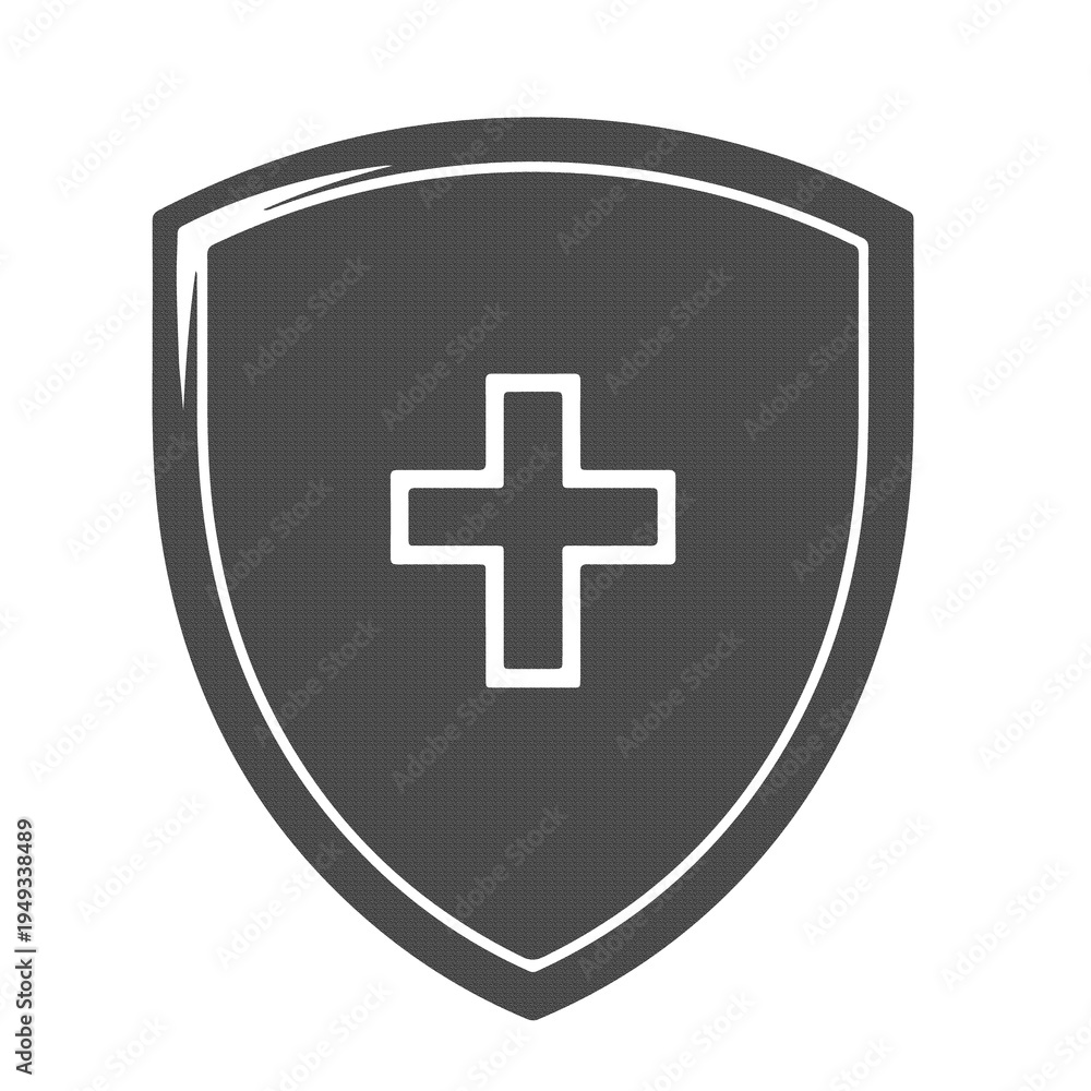 Obraz premium Medical Shield Protection Icon Healthcare Safety and Insurance Symbol