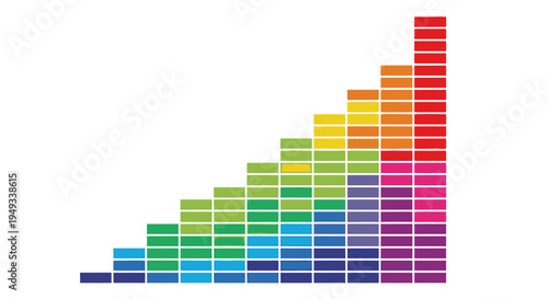 Colorful bar graph showing upward trend and growth, representing progress, success, and data visualization