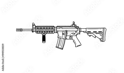 Assault rifle silhouette vector icon isolated on white background