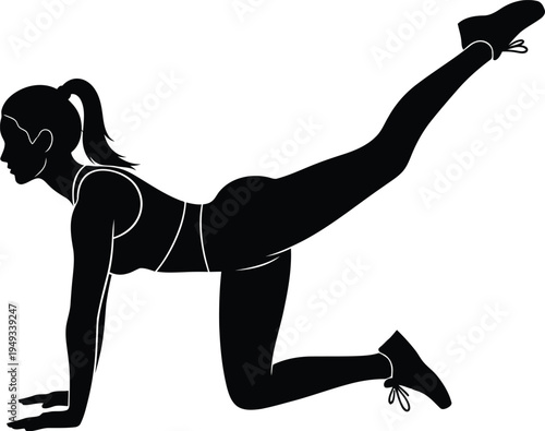 Woman performing a one legged donkey kick exercise