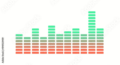 Digital audio equalizer bars showing sound wave amplitude levels against a white background
