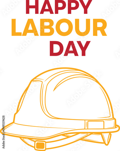 Happy labor day celebration with hard hat and workers