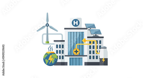 Eco-Friendly Hospital Powered by Renewable Energy: Solar Panels, Wind Turbine & Geothermal System for Sustainable Healthcare