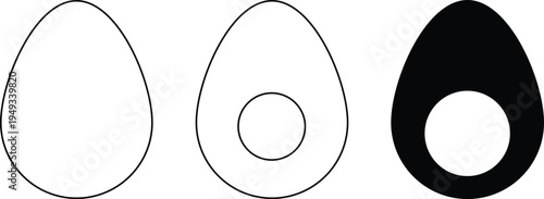 

Egg icon set. Poultry and farm fresh symbols. Cooking and breakfast sign. Chicken egg icons. Sunny side up and kitchen icon
