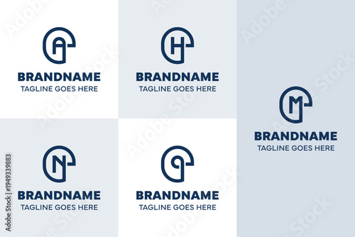 Letters EA EH EN EQ EM Monoline Logo Set, suitable for AE HE NE QE ME Initials