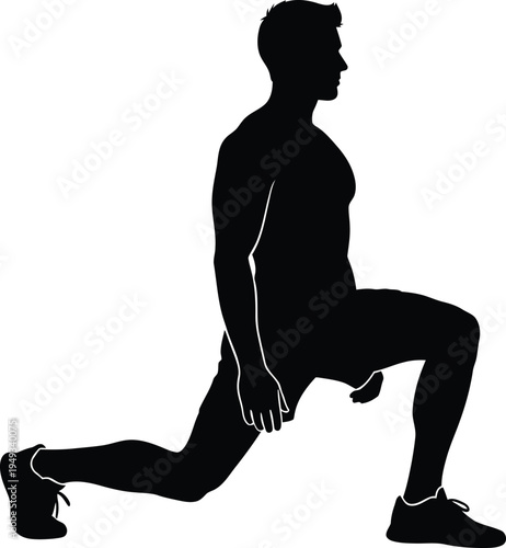 Man performing a lunge exercise in a black silhouette
