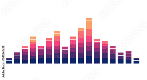 Colorful sound wave equalizer graphic representing audio, music, or sound frequency on a white background