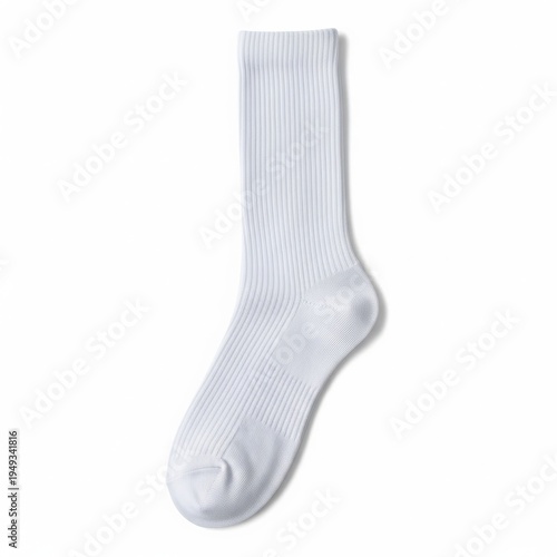 A white sock on a plain white background