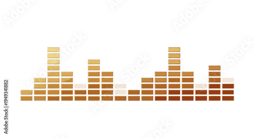 Dynamic audio equalizer bars displaying sound frequency levels in a modern digital interface, perfect for music, technology, and data visualization concepts.