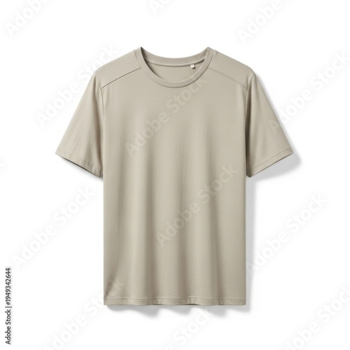 A short sleeved beige t-shirt with decorative stitching