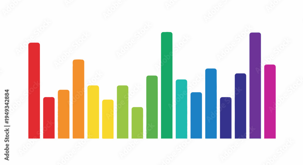 Obraz premium Colorful bar graph showing data visualization and analysis on a white background