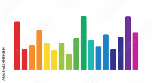Colorful bar graph showing data visualization and analysis on a white background