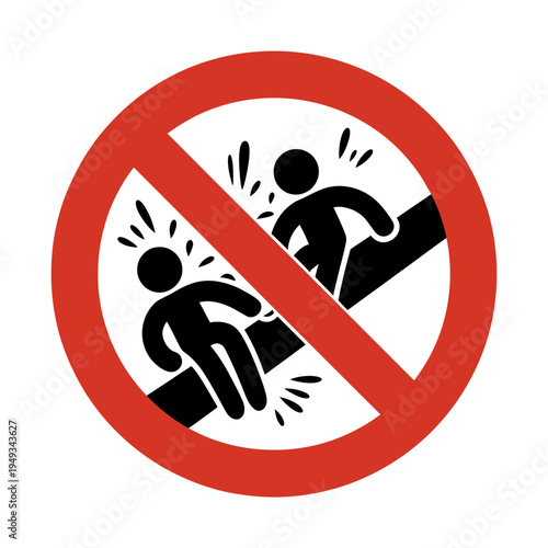 No slipping or falling allowed sign with stick figures  safety warning symbol