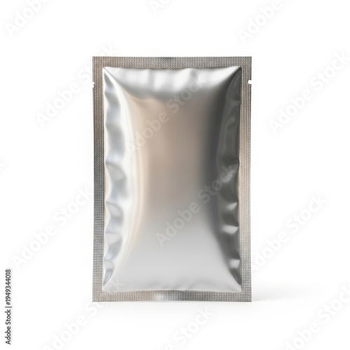 A shiny metallic pouch with decorative border