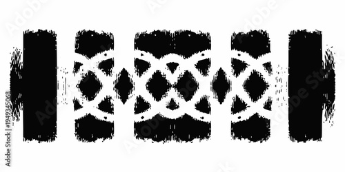 Abstract black and white pattern resembling a woven or lattice design