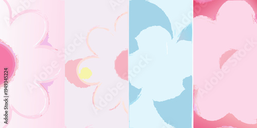 Abstract floral pattern with soft colors and simple brushstroke designs