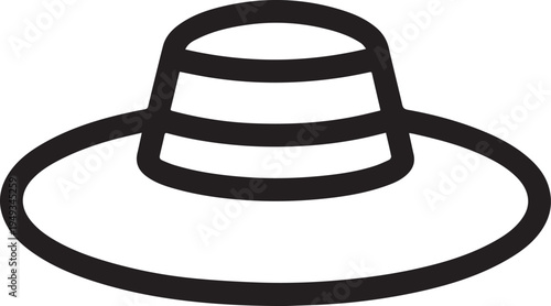 Hand Drawn Woman Hat Black and White Illustration in Minimal Line Art Style Design