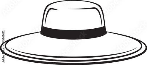 Hand Drawn Woman Hat Black and White Illustration in Minimal Line Art Style Design