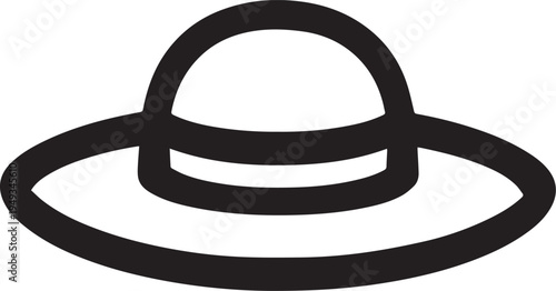 Hand Drawn Woman Hat Black and White Illustration in Minimal Line Art Style Design