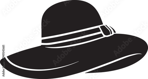 Hand Drawn Woman Hat Black and White Illustration in Minimal Line Art Style Design