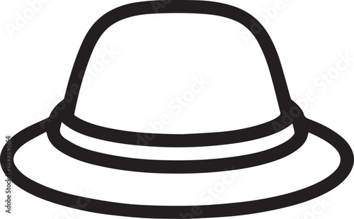 Hand Drawn Woman Hat Black and White Illustration in Minimal Line Art Style Design