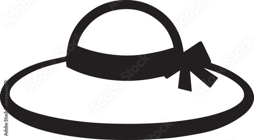 Hand Drawn Woman Hat Black and White Illustration in Minimal Line Art Style Design