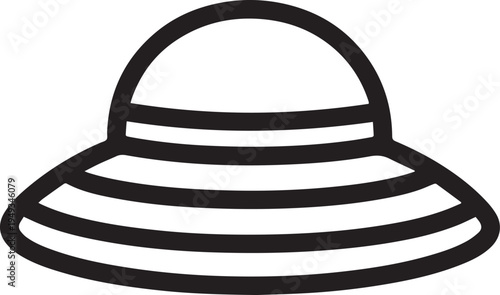 Hand Drawn Woman Hat Black and White Illustration in Minimal Line Art Style Design