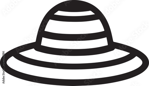 Hand Drawn Woman Hat Black and White Illustration in Minimal Line Art Style Design