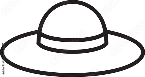 Hand Drawn Woman Hat Black and White Illustration in Minimal Line Art Style Design