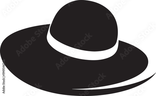 Hand Drawn Woman Hat Black and White Illustration in Minimal Line Art Style Design