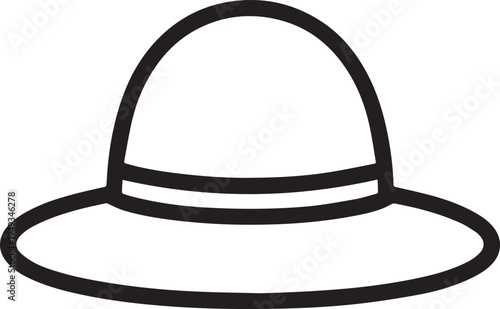 Hand Drawn Woman Hat Black and White Illustration in Minimal Line Art Style Design
