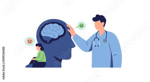 Psychological Support & Mental Health Therapy: Doctor Aids Patient in Overcoming Sadness & Fostering Emotional Well-being