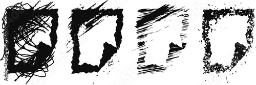 grunge distressed square frames set with rough, uneven, and textured black brush strokes