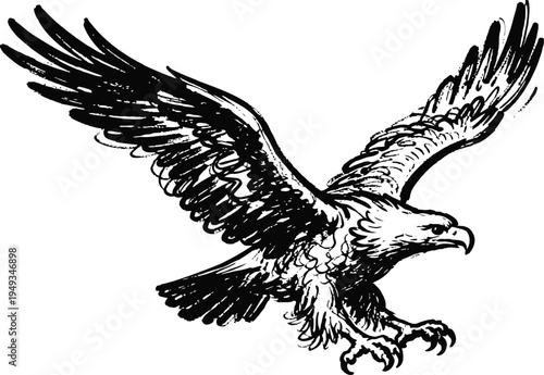 Majestic eagle soaring with spread wings and sharp talons ready to catch prey in flight