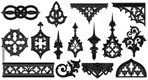 Gothic Architectural Decorative Elements Ornaments Victorian Style