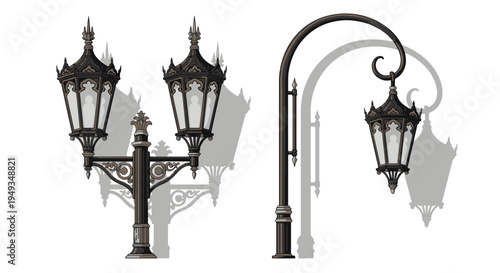 Vintage Victorian Street Lamps Gothic Ornate Decorative Outdoor Lighting