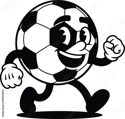 Smiling soccer ball character isolated on transparent background tropy