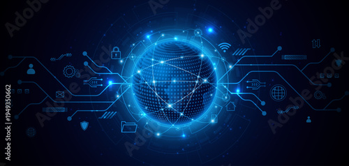 Global connection network background. World map. High-speed internet technology concept or fast wireless data transmission. modern internet network connection technology background