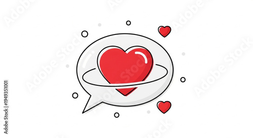 Red Heart Symbol Inside Speech Bubble Icon.