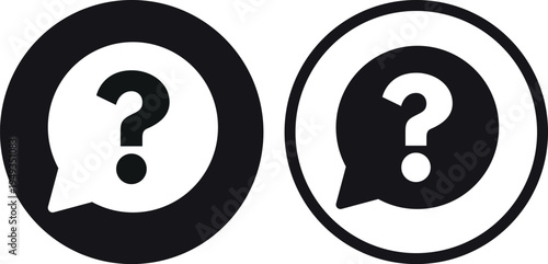 Question speech bubble icon set in two styles . speech bubble with a question mark symbol . Vector illustration
