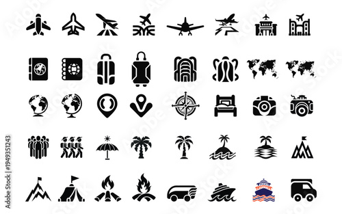 Travel and Tourism Flat Icons Set