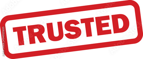 Trusted stamp icon isolated on white background . Red trusted stamp badge . Vector