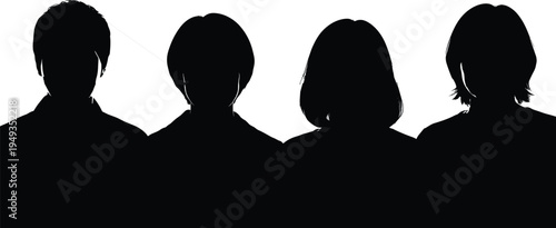 Set of black gymnastics silhouettes, female athletes performing yoga poses, handstands