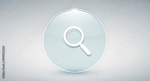 Magnifying glass icon on a light gray background.