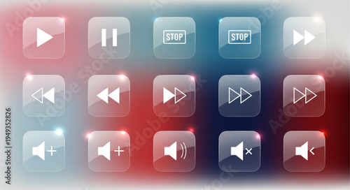 Collection of Multimedia Playback Control Icons.