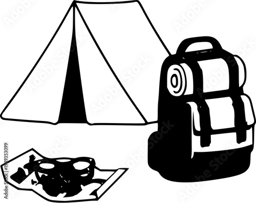 Adventure Awaits: Hiking Gear and Tent in the Great Outdoors