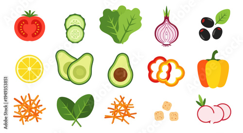 Fresh vegetables and salad ingredients