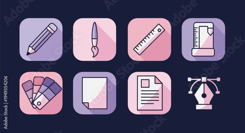 Graphic design icons on dark background