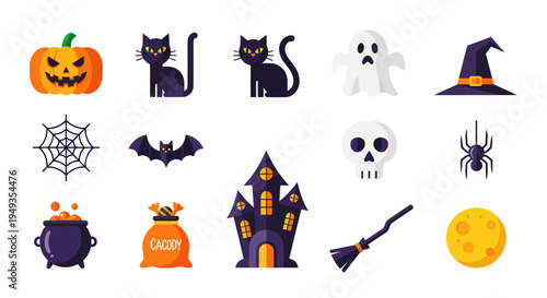 Halloween icons vector illustration set